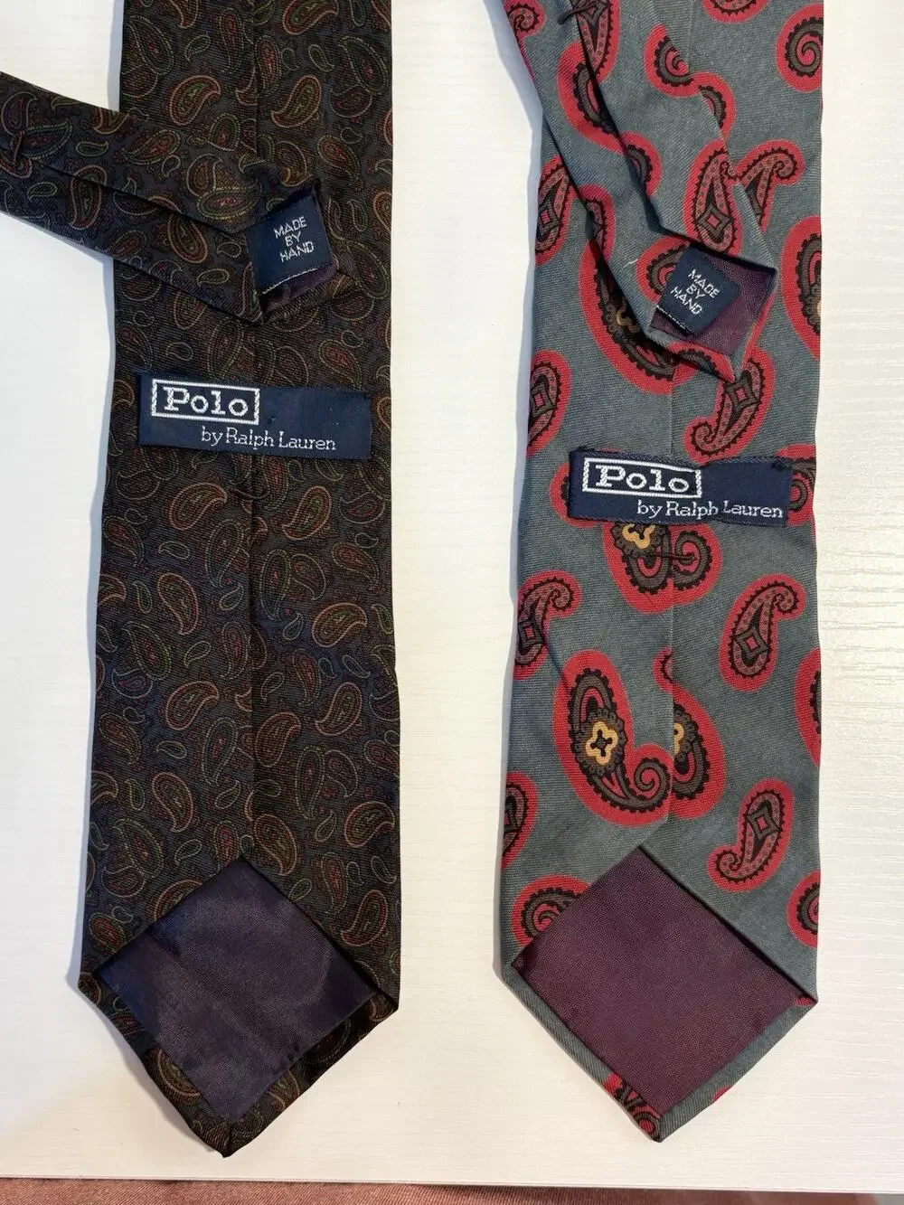 Vintage Polo Ralph Lauren Neiman Marcus Italian Silk Neck Tie (2) Handmade USA